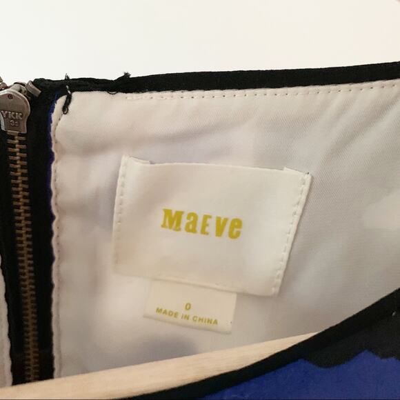 Anthropologie Maeve Dress Womens 0 Blue Black Silk Floral Shift Sleeveless - Picture 4 of 7